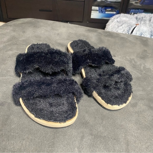 Jack Rogers Lauren Slide Sandals Black Faux Fur - Picture 8 of 9